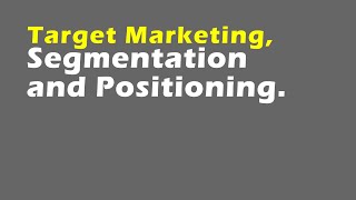 Target Marketing Segmentation and Positioning [upl. by Artkele]