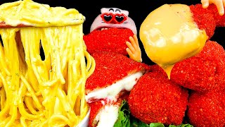 ASMR MUKBANG  Cheetos Chicken amp Pork Cutlet amp Cheddar Cheese Pasta RealMouth EATING SHOW [upl. by Yracaz]