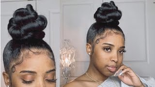 How To Top Knot Bun on Natural Hair  Braiding Hair [upl. by Yelraf461]