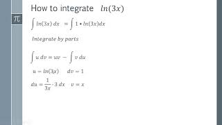 How to integrate ln3x [upl. by Nerval]