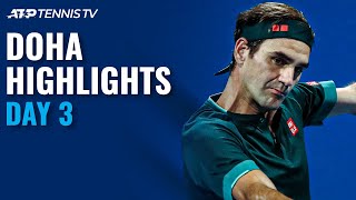 Federer Makes Comeback Thiem Faces Karatsev  Doha 2021 Day 3 Highlights [upl. by Enimajneb428]