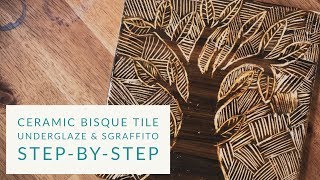 How to decorate Ceramic Tiles  apply underglaze amp create designs using a sgraffito technique  Zart [upl. by Anippesuig]