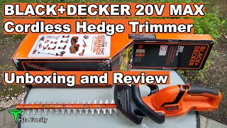 BLACKDECKER 20V MAX Cordless Hedge Trimmer Unboxing and Review [upl. by Ahsyekal]