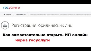 Как зарегистрировать ИП через ГосУслуги [upl. by Afatsom686]