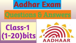 Aadhar Exam Questions and Answers  Aadhar objective type bits for exam  Aadhar questions [upl. by Melinde]