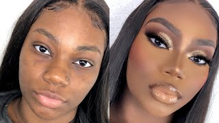 Darkskin Client tutorial🔥X glitter glam [upl. by Lime]