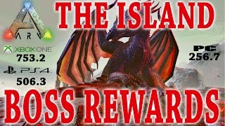 ARK SURVIVAL EVOLVED  THE ISLAND  ALL BOSS REWARDS All Difficulties  Quick Guide [upl. by Ulrich]