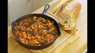 Tuscan Cannellini Bean Stew with Garlic Toast vegetarian [upl. by Ecnerwal]