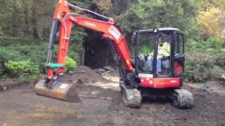 Grading A Driveway With A Kubota U484 Excavator [upl. by Nowujalo822]