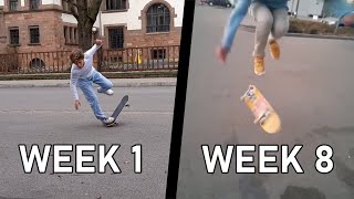 MY 2 MONTH SKATEBOARDING PROGRESSION from nothing to bigspins etc [upl. by Chiarra873]