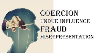 Coercion Undue Influence Fraud Misrepresentation  Indian Contract Act 1872  Law Guru [upl. by Iiette]