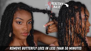 EASIEST WAY TO TAKE OUT YOUR BUTTERFLY LOCS less than 30 min  Slim Reshae [upl. by Pirali]