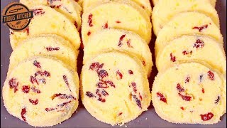 How to make CRANBERRY SHORTBREAD COOKIES  recipe [upl. by Olracnaig50]