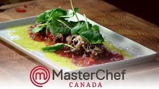 Claudio Apriles Raw Bar  How To Make Beef Carpaccio MasterChef Canada S5 [upl. by Divaj232]