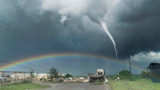 Unbelievable Tornado Footage with Rainbow amp Blue Sky [upl. by Sivel]