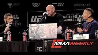 Khabib Nurmagomedov and Max Holloway Argue Over Legacy vs Money at UFC 223 [upl. by Sofko935]