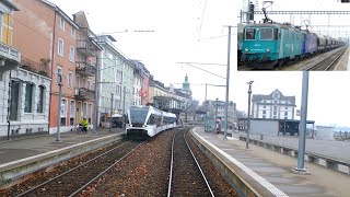 ★ 🇨🇭St Margrethen  Romanshorn  Koblenz CH  Basel cab ride 112018 Führerstandsmitfahrt [upl. by Harland626]