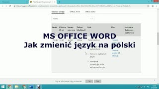 MS OFFICE WORD Jak zmienić język na polski [upl. by Cavan]