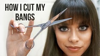 How I Cut My Bangs  Wispy  Straight Across [upl. by Tullus]