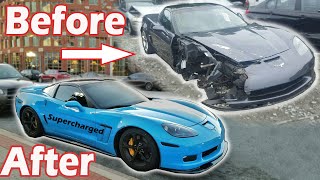 Rebuilding amp Supercharging A Wrecked Corvette in 10 MINUTES and Burnouts at the End [upl. by Gavini396]