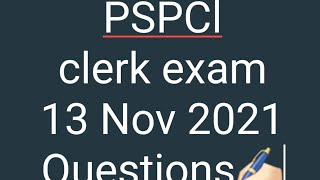 PSPCL clerk 13 November 2021 Questions asked PSPCL [upl. by Devina]