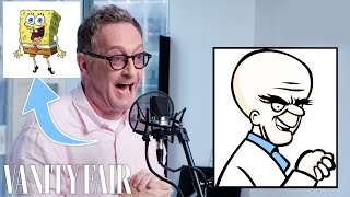 Tom Kenny SpongeBob Improvises 5 New Cartoon Voices  Vanity Fair [upl. by Aima]