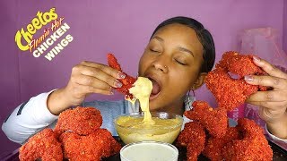 CHEESY FLAMING HOT CHEETOS FRIED CHICKEN WINGS MUKBANG 먹방  QUEEN BEAST [upl. by Enaira]