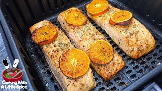 Air Fryer Frozen Salmon Fillet Recipe [upl. by Nadroj]