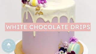 How To Create White Drips On A Cake  Georgias Cakes [upl. by Nawtna]