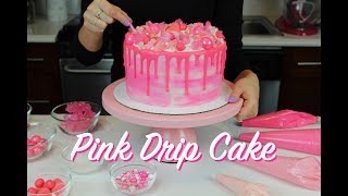 How To Make A Pink Drip Cake  CHELSWEETS [upl. by Weinman]