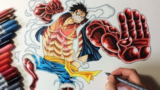 Drawing Monkey D Luffy  Gear 4 [upl. by Atiuqihc]