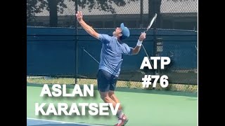 Court Level View of Aslan Karatsev Playing [upl. by Ynaffat]