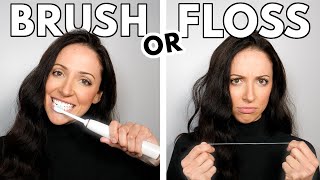 Should You BRUSH or FLOSS First [upl. by Diraj]