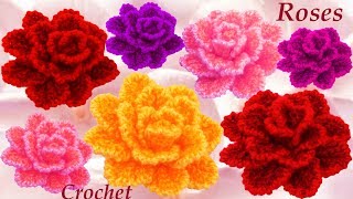 Como Tejer flor rosa casi natural tejido a Crochet [upl. by Bonney]