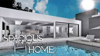 Bloxburg No Gamepass  Spacious White Luxury Home  Family Modern Mansion Speebuild [upl. by Meehyr]