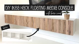 DIY IKEA Hack  Floating Media Console with Barn Wood [upl. by Hentrich341]