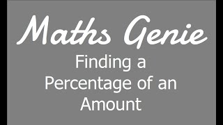 Finding a Percentage of an Amount [upl. by Halland]