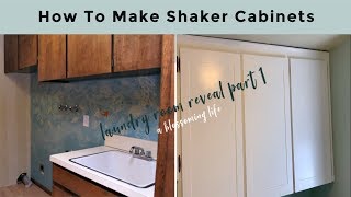 How To Make Shaker Cabinet Doors From Flat Paneled Doors  Laundry Room Reveal Part 1 [upl. by Babbie22]