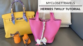 How To Tie Hermes Twillies  myclosettravels [upl. by Breen840]