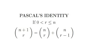 Pascals Identity proof [upl. by Halimeda]