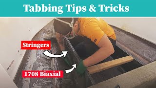 HOW TO FIBERGLASS TABBING for Boat Stringers Transom amp other Marine Fiberglass Renovation Projects [upl. by Denae]