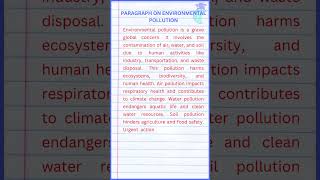 Paragraph on Environmental Pollution [upl. by Redvers]