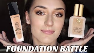 FOUNDATION BATTLE  Lancôme Teint Idole Ultra Wear vs Estée Lauder Double Wear  Dejana Pasic [upl. by Ahsotan]