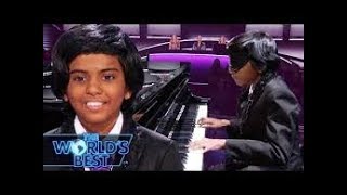 Lydian plays the piano blindfolded in the battle round  The Worlds Best [upl. by Ahsined]