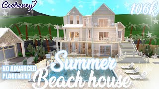 Bloxburg  Summer Beach House  No Advanced Placement 106k  Speed Build [upl. by Durrej]