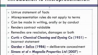 Misrepresentation Lecture 1 of 4 [upl. by Etennaej]