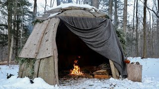 Solo Wigwam Camp with Wool Blanket and Minimal Gear [upl. by Fauver323]