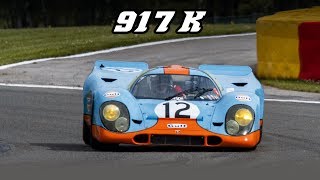 Porsche 917K racing at Spa 2019 incl revving [upl. by Millman]