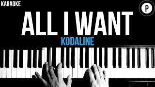 Kodaline  All I Want Karaoke SLOWER Acoustic Piano Instrumental Cover Lyrics [upl. by Bat396]