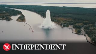 Huge WW2 bomb explodes underwater in Poland [upl. by Cinda]